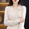 Suéter de terciopelo de visón transfronterizo de otoño e invierno para mujer, suéter de punto de cuello POLO con bloques de color, suéter cálido grueso, venta al por mayor