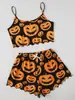 AliExpress Primavera Divertido Estampado de Cabeza de Calabaza Top de Tirantes Sin Mangas Ropa para el Hogar Pijamas de Seda de Leche Pura Halloween