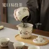 Set de Viaje de Té Cerámico Dunhuang Apsaras Voladoras Una Tetera Tres Tazas Taza Portátil de Preparación Rápida Bolsa de Almacenamiento para Souvenir de Negocios