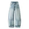 Jeans de Pierna Ancha Lavados con Degradado para Hombre, Pantalones tipo Papá Trendy de Alta Calle, Pantalones Casuales Holgados Punk Desgastados