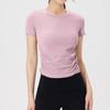 Estilo Novo Primavera e Verão Tops de Ombro Cintura Camiseta Esportiva Manga Curta Feminino Slim-fit Curto Toque Gelado Leica Top de Yoga para Mulheres