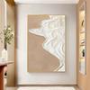 Pintura Decorativa para Sala de Estar Estilo Wabi-Sabi, Pintura Abstrata com Textura Creme, Pintura para Pendurar na Entrada, Pintura do Chão ao Teto para Parede de Fundo do Sofá na Cor Creme