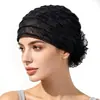 Estilo de principios de otoño, diadema para cubrir el cabello blanco, nuevo y moderno postizo de encaje fino, gorro base para moño, pañuelo para la cabeza