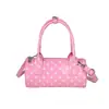 2026 Moda Novo Estilo Tendência Menina Doce Bolsa de Mão Transversal Pequena Bolsa Feminina Versátil Bolinhas Cilindro Redondo Bolsa de Mão