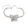 Colar Clavícula Borboleta Totalmente Cravejado de Diamantes Pesado Exagerado, Estilo Europeu e Americano Vintage, Pingente Gargantilha Borboleta Oca Brilhante Cravejado de Cristal Personalizado