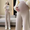 Pantalones de Maternidad Otoño Invierno Felpa Gruesa Ropa de Abrigo 2026 Nuevo Estilo Embarazo Sin Apretar la Barriga Pantalones Largos Tallas Grandes Pantalones de Pierna Ancha