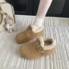 Zapatos Casuales de Piel Suave con Tacón Oculto y Suela Gruesa, Forrados de Felpa, para Mujer, Novedad Otoño Invierno 2026, Botas de Nieve, Zapatos de Algodón, Mocasines, Zapatos Peludos