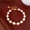 Pulsera con Colgante de Perlas y Circonitas Estilo Retro para Mujer Lujo Ligero Gama Alta Elegante Anillo de Mano Temperamento Moda Joyería de Mano Versátil