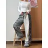 Pantalones de pijama rectos de alta gama estilo coreano con retazos a cuadros de nicho para mujer, nuevo de verano 2026, pantalones holgados para casa que adelgazan