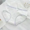 Ropa interior de algodón puro color azul agua para mujer, entrepierna 100% algodón, estilo japonés, tiro medio, suave, linda, transpirable, shorts de triángulo para estudiantes