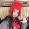 Coreia do Sul ins estilo bonito orelhas de coelho feitas à mão chapéu de lã para as mulheres outono e inverno Nova malha protetor auricular quente Lei Feng chapéu