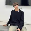 Sudadera Pesada con Cuello Redondo Rivet para Hombre, Estilo Urbano, Marca de Moda Genial y de Alta Gama, Sudadera de Manga Larga, Top Casual tipo Camiseta