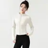 Jaqueta de Yoga com Veludo Plus Outono e Inverno Feminina Gola Alta Zíper Emagrecedora Aquecimento Fitness Corrida Esportes Manga Longa