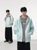 Sudadera Gris Floral Pesada de 420g para Pareja, Hombres y Mujeres, Estilo Perezoso Patchwork Cuadros Oversize para Principios de Otoño
