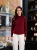 Cárdigan con cremallera y cuello alto de nuevo estilo, para mujer, de manga larga, corte ajustado y favorecedor, adecuado para primavera y otoño, forro polar, versátil, color liso, sudadera casual