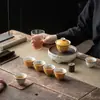 Conjunto de Chá Pintado à Mão Estilo Dinastias Tang e Song Inspirado em Bambu, Conjunto de Chá Cerâmico Estilo Antigo para Uso em Sala de Chá, Conjunto Completo com Gaiwan