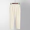 Calça Masculina Simples de Luxo Leve Estilo Britânico Verão Fina Respirável Versátil Casual Longa Moda Tendência Skinny