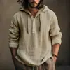 2023 Novo Aliexpress Camisa de Algodão e Linho Moletom com Capuz Manga Longa com Capuz Primavera e Verão Casual Roupa Diária Estilo Quente