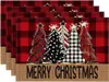Manteles navideños transfronterizos 4 juegos de platos de cena tazas con tapetes termoaislantes Manteles decorativos para la atmósfera de las fiestas navideñas