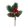 Mini agujas de pino artificiales, bayas rojas, piñas, ramitas, accesorios para decoración de árbol de Navidad, ramas de pino artificiales, agujas de pino, ramas de piñas artificiales