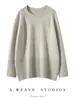 Suéter holgado de punto de cachemir de moda, versátil, color liso, cuello redondo, estilo perezoso, talla grande para mujer, nuevo estilo Otoño e Invierno 2026