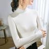 Camiseta Térmica de Doble Cara para Mujer con Mangas Largas Nuevo Estilo Otoño e Invierno 2026 Cuello Semi-Alto Corte Ajustado Top Cálido que Conserva el Calor para Mujer