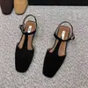 Sandalias Retro Cerradas Estilo Francés para Mujer, Nuevo Modelo Verano 2026, Zapatos Elegantes para la Noche con Tacón Kitten y Espalda Abierta, Planos de Correa Única con Hebilla