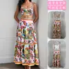 2026 Nuevo Conjunto de Ropa de Moda Transfronteriza para Mujer con Estampado, Top sin Tirantes y Conjunto de Falda de Cintura Alta