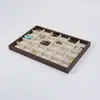 Bandeja grande de madera de nogal con veta, para anillos, collares y joyería, con compartimentos para organizar y exhibir accesorios