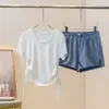 Traje deportivo para mujer, verano, nuevo, para bádminton, seda de hielo, running, fitness, de manga corta, secado rápido, fino, para correr por la mañana, traje de yoga