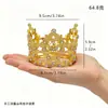 Coroa Pequena em Forma de Círculo Vazado com Strass em Liga de Ouro e Prata, Decoração de Coroa para Bolo, Acessório de Coroa para Festa de Aniversário