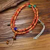 Pulsera de Múltiples Círculos de Diseño Original con Cuentas de Hueso de Camello tipo Ábaco de Jade, Inspirada en Estilos Tradicionales del Tíbet