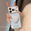 Adequado para capa de celular Apple 17 Pro Max iPhone 16, nova capa anti-queda nicho feminina design de urso com bolinhas azuis