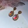 Elegante Gargantilha de Designer Personalidade de Nicho Pedra Aurora Incrustada à Mão Moda Couro Presente com Coração de Diamante