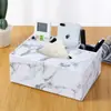 Caja de pañuelos de cuero en stock, Almacenamiento simple de escritorio con múltiples compartimentos, Adecuada para organizar artículos pequeños en la sala de estar, la oficina o el coche
