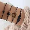 Estilo Étnico Retro Transfronteiriço Europeu e Americano Folha de Lótus Amor Pulseira Tornozeleira Tinta Spray Simples Versátil Camadas Empilháveis