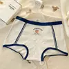 Cueca Boxer British Bear Girls Algodão Puro Roupa Íntima Feminina Cintura Média Algodão 10A Antibacteriana Gancho Estendido Algodão Classe A Feminino