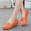 Fábrica Daifa Verão Sapatos Rasos Vazados Tipo Feijão Couro Genuíno Solado Macio Antiderrapante Sapatos Femininos Sapatos para Mãe Casuais Sapatos Brancos