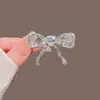Doce Estilo Miu~ Presilha de Cabelo Laço com Strass Cor Prata com Design de Metal Líquido, Presilha de Franja, Presilha Bico de Pato, Presilha Lateral