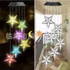 Novo Sino de Vento Solar com Luz, Luz Colorida que Muda de Cor para Pendurar em Pátio B&B, Luz de LED de Beija-flor de Natal Borboleta para Jardim