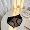 Calcinhas Rendadas Picantes com Estampa de Leopardo e Bolinhas, Pretas e Brancas Vazadas de Cintura Alta Finas para Mulheres