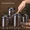 Atacado Grau Alimentício Selado a Vácuo Vidro Cozinha Recipiente para Alimentos Garrafas de Armazenamento Potes para Grãos de Café Chá de Flores Frutas Secas