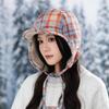 Gorra de aviador a cuadros colorida de moda para hombre, sombrero de trampero cálido a prueba de viento para otoño e invierno para mujer, protección para las orejas de lana de cordero