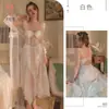 Carmexel Camisón Sexy con Aros Push-up Transparente Bata Larga Francesa de Malla con Almohadillas en el Pecho Ropa para el Hogar 1950
