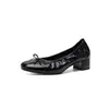 Zapatos de Trabajo Elegantes de Piel de Vaca Suave con Lazo para Viajes al Trabajo 2026 Otoño Tacón Medio Grueso Punta Redonda Piel Genuina Planos Bajos para Mujer