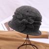 Sombrero de Madre de Ala Ancha a Prueba de Frío para Otoño e Invierno, Versátil y Cálido, Decoración de Girasol de Flor de Cuatro Hojas para Personas de Mediana Edad y Mayores