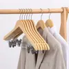 Cabide de Madeira Sólida Antiderrapante para Hotel com Presilha Retrô Adulto Sem Costura Cabideiro de Roupa para Casa Loja de Roupas Cabide de Madeira para Calças