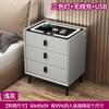 Mesa de Noche Inteligente Madera Maciza Moderna Celebridad de Internet Simple Multifuncional Lujo Ligero Carga Inalámbrica Bloqueo de Huella Digital Mesa de Noche para Dormitorio