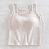 Otoño Nuevo Engrosado Cepillado Térmico Ropa Interior para Mujer Sujetador Integrado Chaleco de Hombro Ancho con Almohadilla en el Pecho Cuello de Encaje Ropa Exterior Invierno