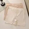 Shorts de Segurança de Seda de Gelo Sem Costura Dois em Um Anti-Exposição Bainha que Não Enrola Calcinha de Ângulo Reto Roupa Íntima com Forro de Seda Antibacteriano na Virilha para Mulheres